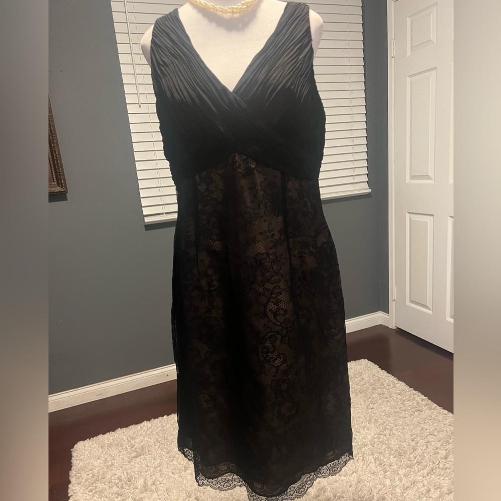 Rena Rowan plunging neckline lace dress. In EUC. Comes fully lined